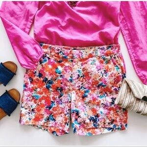 J Crew Womens Sz 2 Watercolor Colorful Floral Print xs Shorts